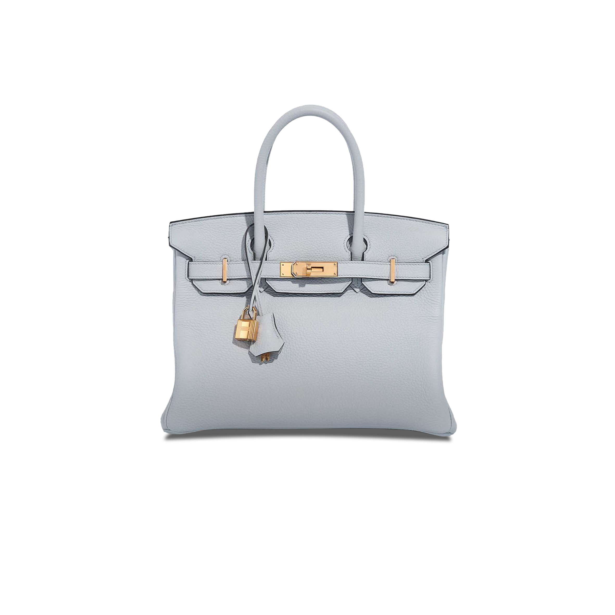 HERMES MASTER BIRKIN 30 TOGO LEATHER PLATINUM BAG GLACIER BLUE GOLD BUCKLE 2325 (30*20*13cm)